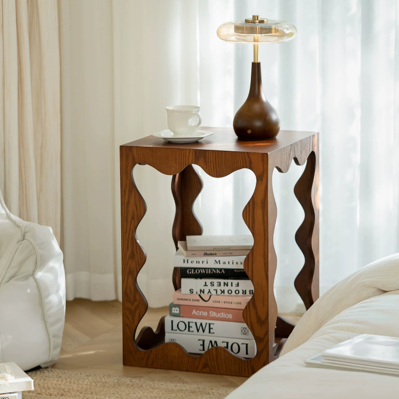 Unique Table Accessories - โต๊ะข้างไม้เตี้ยดีไซน์ไม่ซ้ำใคร สไตล์วินเทจสุดเท่ห์ โต๊ะข้างทรงสี่เหลี่ยมสำหรับวางพื้น โต๊ะกลางห้องนั่งเล่น อุปกรณ์ตกแต่ง