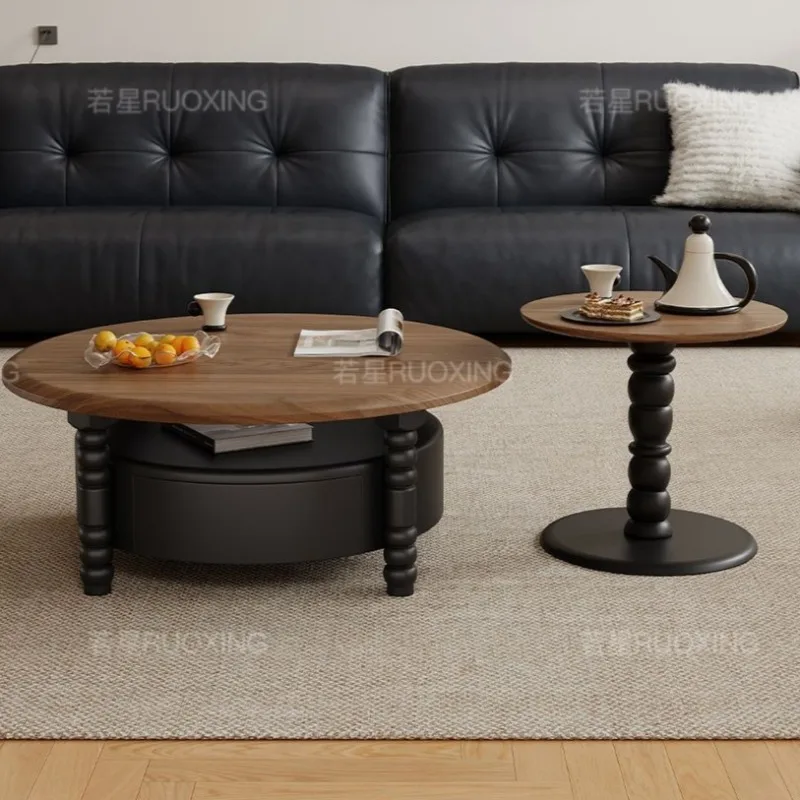 Unique Table Accessories - ชุดโต๊ะกาแฟญี่ปุ่นดีไซน์เฉพาะตัว โต๊ะกาแฟสไตล์มินิมอลอิตาลี พร้อมที่เก็บของ โต๊ะกลม เฟอร์นิเจอร์ห้องนั่งเล่น อุปกรณ์ตกแต่ง