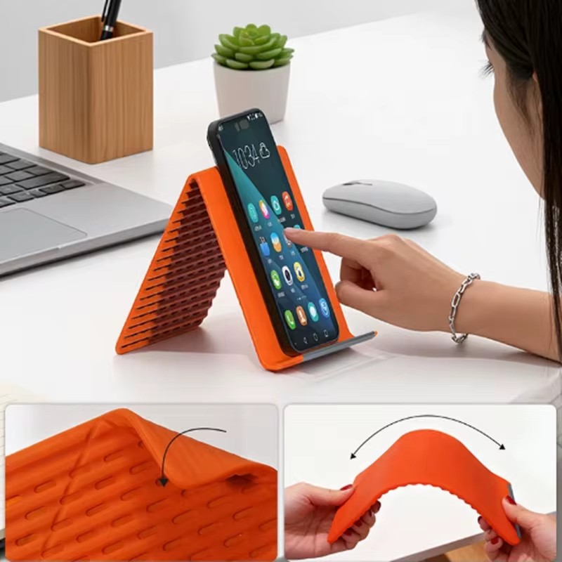 Tablet Phone Accessories - ที่วางโทรศัพท์ซิลิโคนแบบพับได้แบบพกพาปรับได้หลายมุมขาตั้งตั้งโต๊ะสำหรับแล็ปท็อปแท็บเล็ตโฮมออฟฟิศ