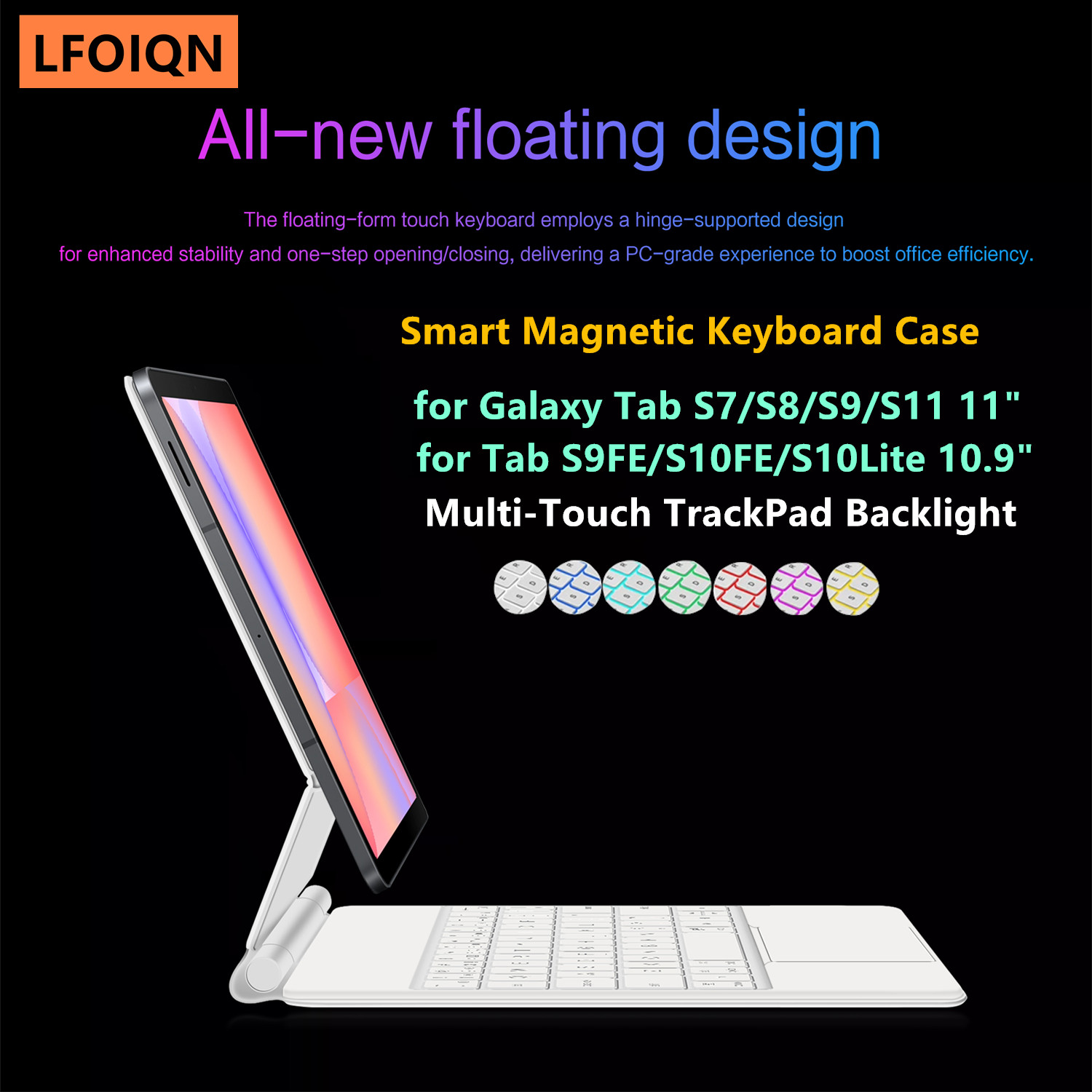Samsung Tablet S9 Accessories - LFOIQN เมจิกคีย์บอร์ดสำหรับซัมซุงกาแล็กซีแท็บ S10 Lite 10.9 SM-X400