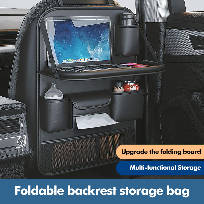 Tablet Accessories Bag - กระเป๋าเก็บของหลังเบาะรถยนต์อเนกประสงค์ ช่องใส่ของขนาดใหญ่ ที่จัดระเบียบเบาะหลัง โต๊ะพับได้ ถาดวางแท็บเล็ต กระเป๋าแขวน