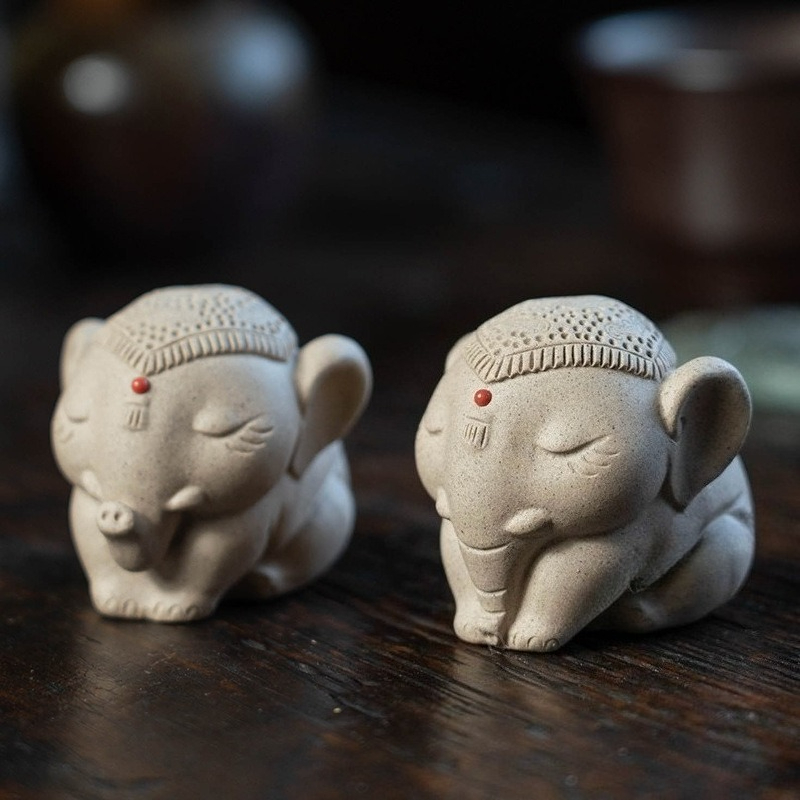 1 ชิ้น ตุ๊กตาช้างดินเผาสีม่วง  - Unique Table Accessories บทวิจารณ์และราคา
