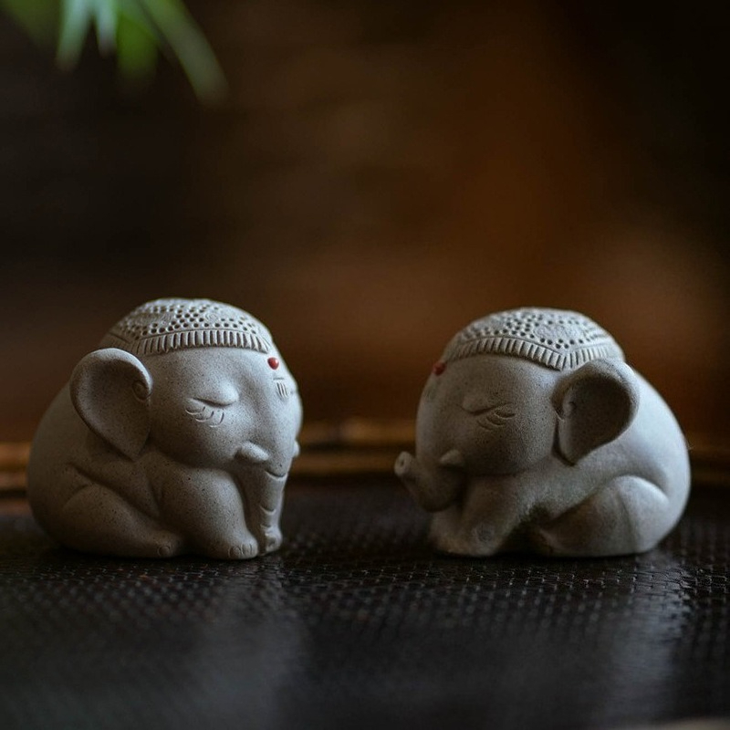1 ชิ้น ตุ๊กตาช้างดินเผาสีม่วง  - Unique Table Accessories บทวิจารณ์และราคา
